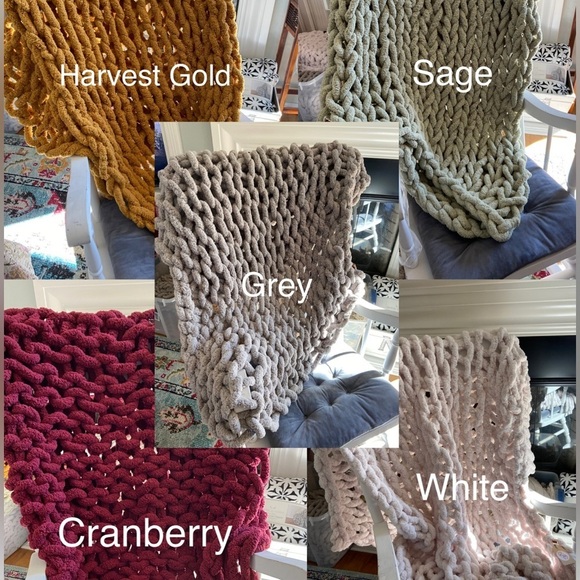 Handmade Chunky Throw Blanket 50”x40” 5 Colors. - Picture 1 of 11